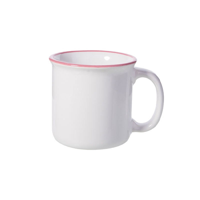 Taza de Cerámica Esmaltada Borde Pink 10Oz / 300Ml