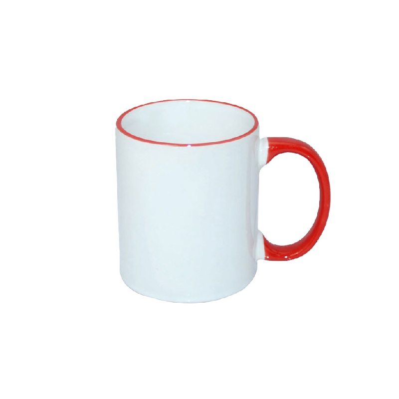 Taza de 11 Oz Borde Color Rosada-Roja